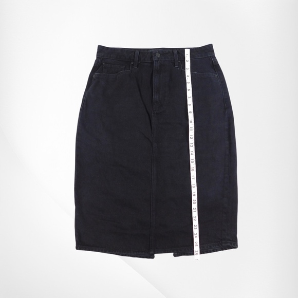 PAIGE Black Denim Midi Skirt | Size 28 - Picture 4 of 6